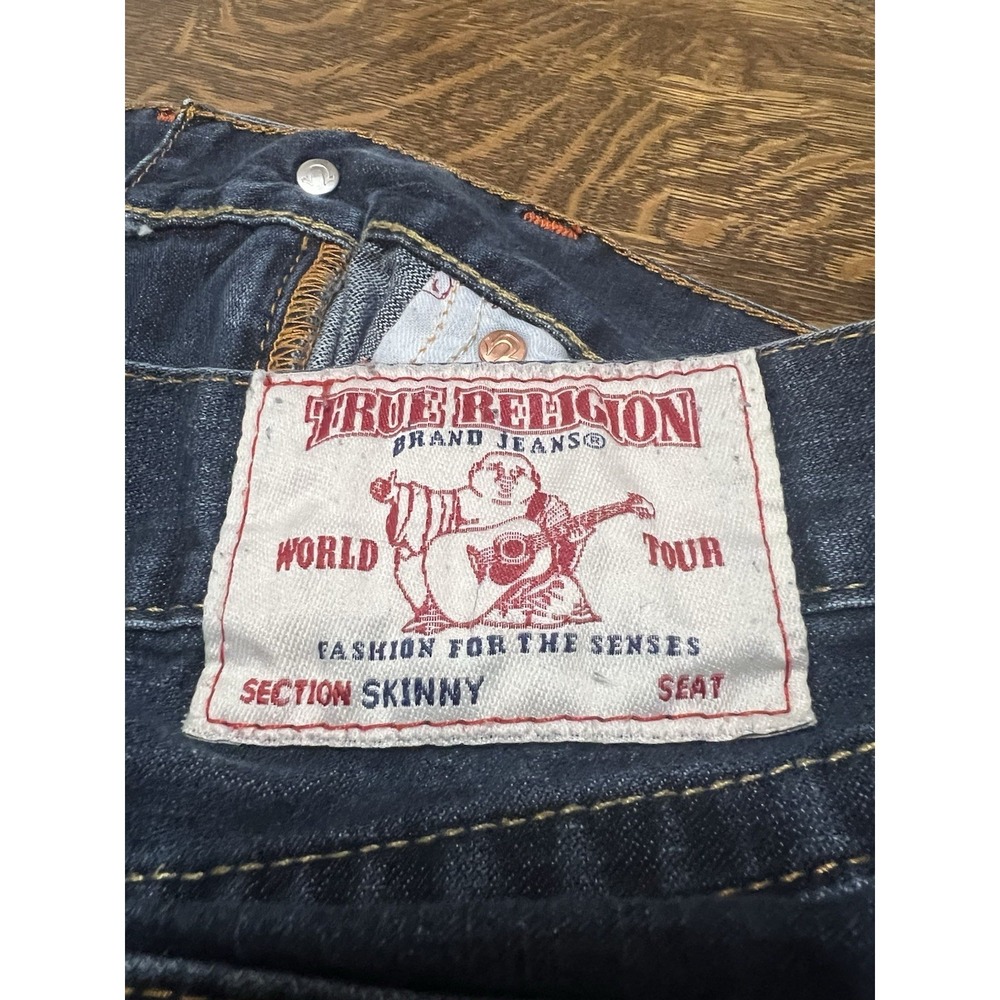 Vintage True Religion Skinny Jeans Womens 27 Dark Wash Flap Pocket Y2K - Picture 5 of 8